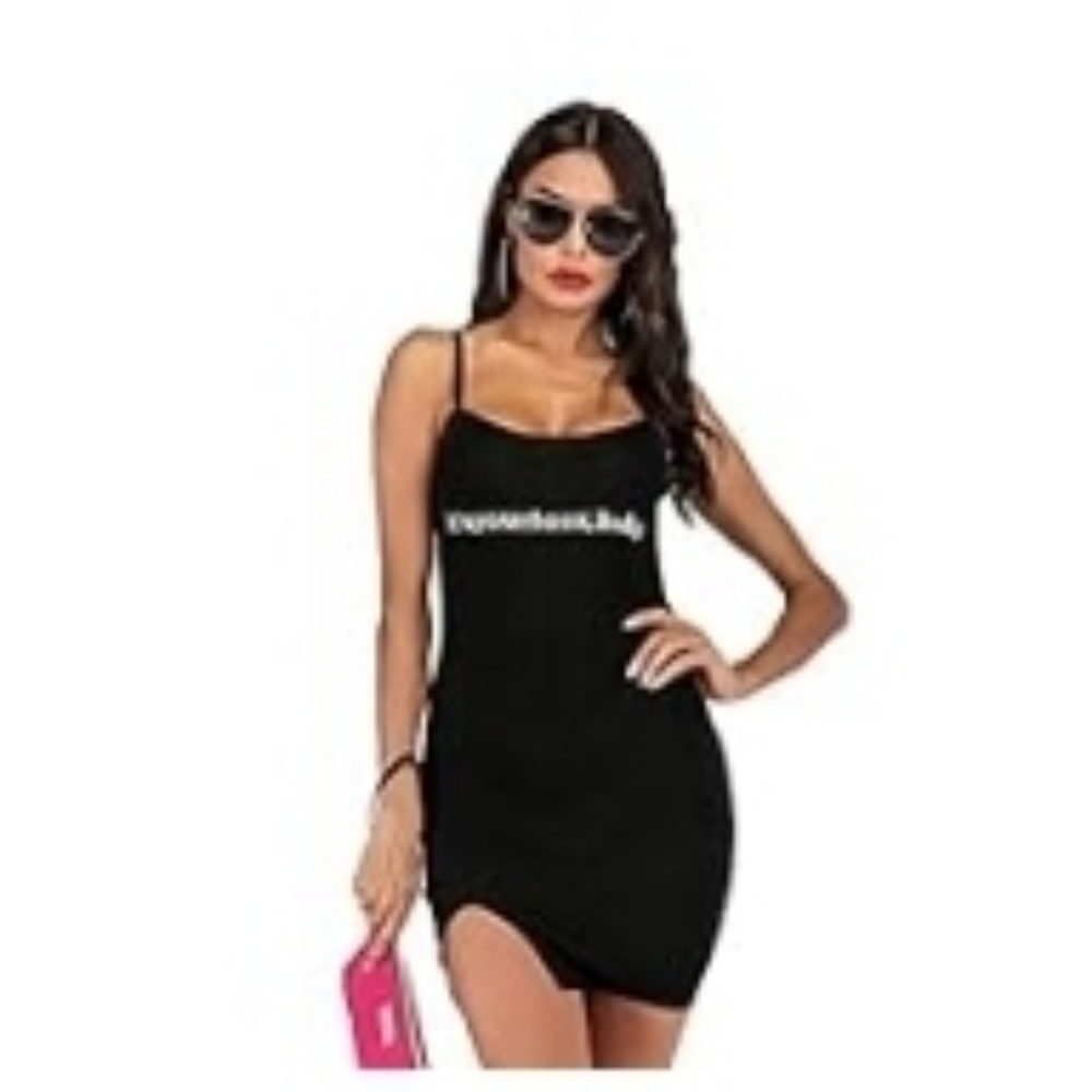 "It's Your Loss, Baby" Spaghetti Strap Tank Dress, BLACK, SMALL  NWOT